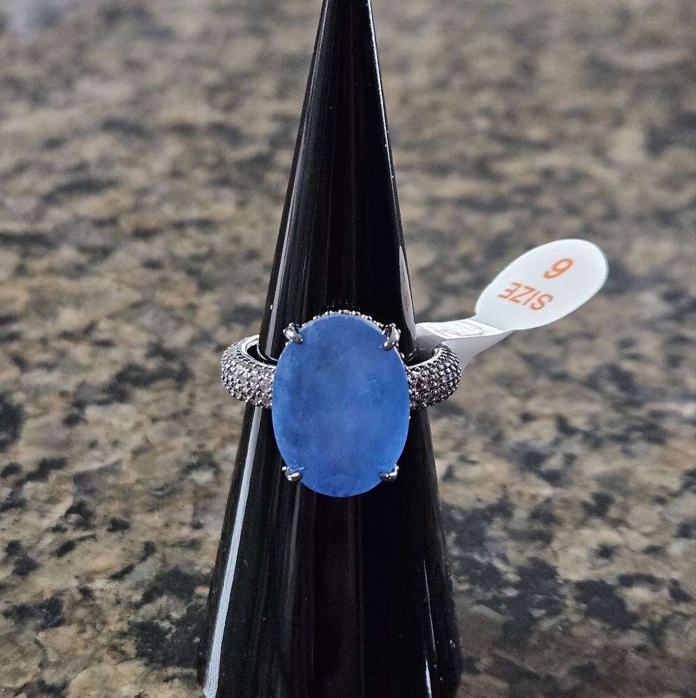 Bomb Party RG97658 “A Blissful Shimmer” Ocean Blue Quartz Sz 6